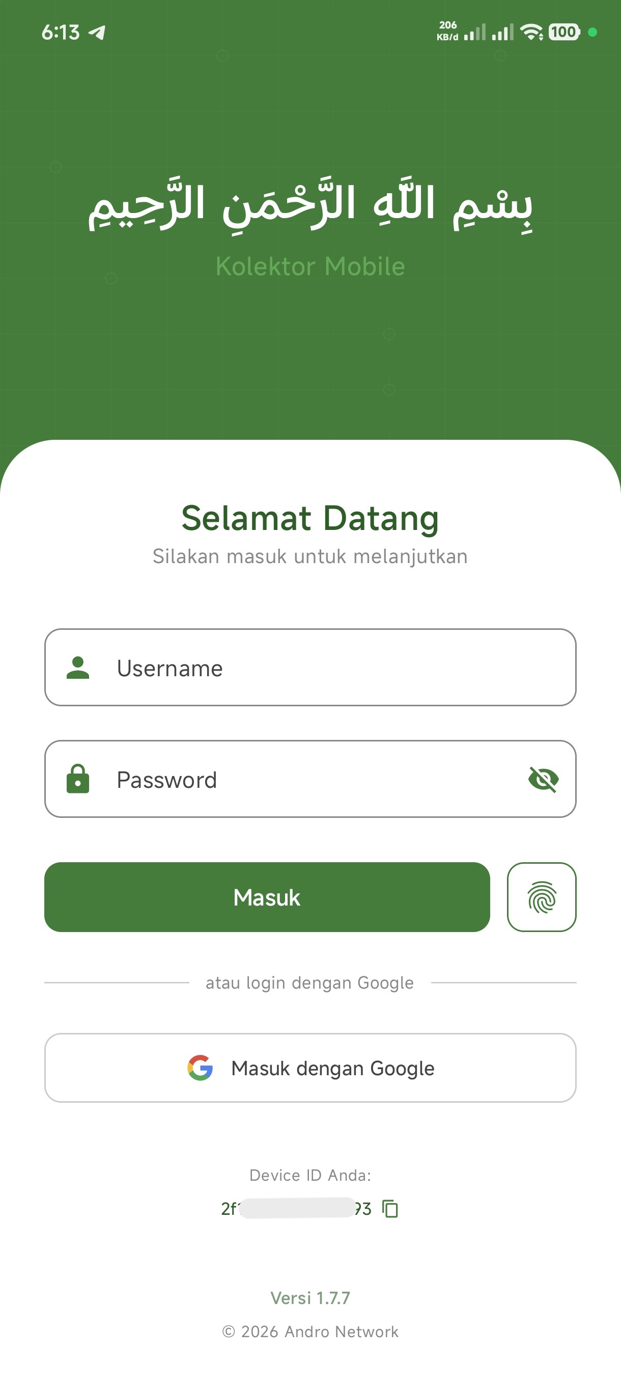Login Kolektor Mobile